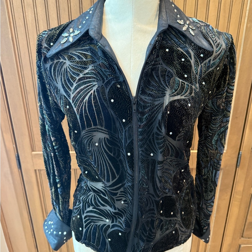 NWT 1849 Ranchwear Elegant Black Embellished Women's Shirt